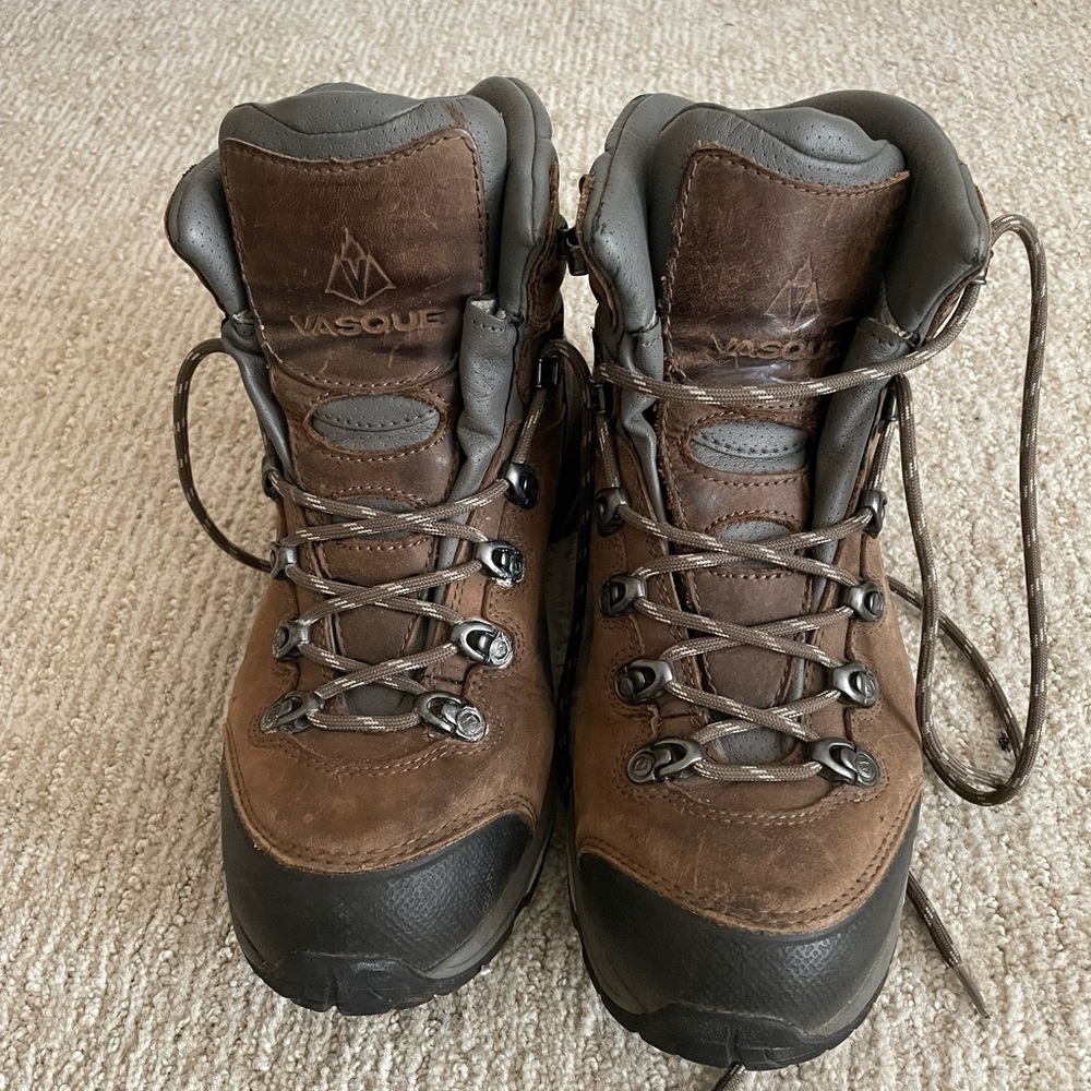 Brown hiking boots